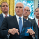 Vice President Mike Pence speaks to the press pool after President Donald Trump signs S.3021, America’s Water Infrastructure Act of 2018, in the Oval Office of the White House on October 23, 2018 in Washington, DC.